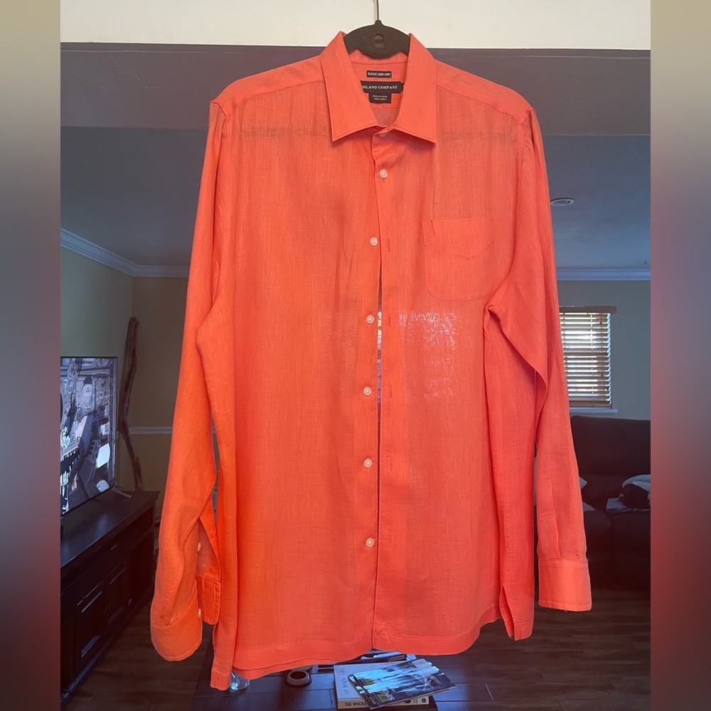 Coral Pink Island Company Linen Shirt